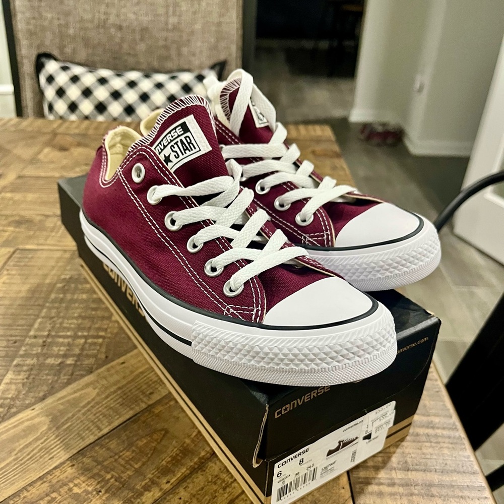 Burgundy Converse shoes